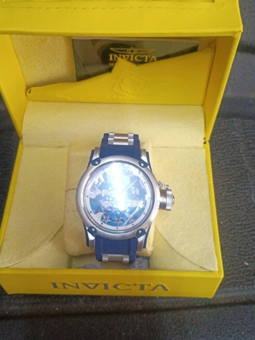Invicta Russian Diver Watch Blue Silver Star Dial 52mm